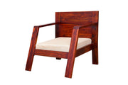 Wooden Single Seater Sofa for Living Room & Home in Maple Finish
