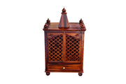 Wooden Tample for Home with Drawer in Honey Finish