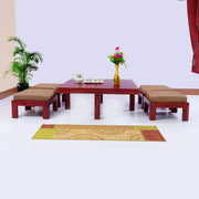 Solid Wood Coffee Table with Stool for Living Room