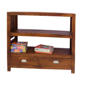 Solid Wood Bookshelves with Drawers for Book Storage in Kapasi Brown Finish