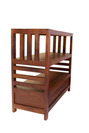 Solid Wood Bookshelves with Drawers for Book Storage in Kapasi Brown Finish