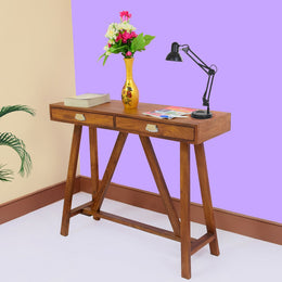 Mango Wood Study Table with Drawer for Students in Kapasi Brown Finish