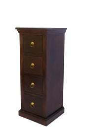 Mango Wood Bedside Table with Drawers for Living Room in Walnut Finish