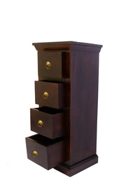 Mango Wood Bedside Table with Drawers for Living Room in Walnut Finish