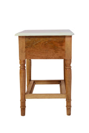 Mango Wood Side End Table for Living Room (Natural White Finish)