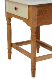 Mango Wood Side End Table for Living Room (Natural White Finish)