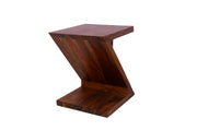 Wooden Z Shape Side End Table for Living Room in Provincial Teak Finish