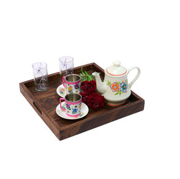 Solid Wood Breakfast Tray, Serving Tray, Dinner Tray, Tea Tray In Walnut Finish