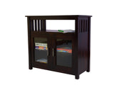 Solid Wood Bookshelves with 2 Door Book Storage in Walnut Finish