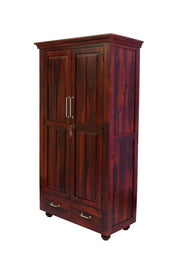 Solid Sheesham Wood Wardrobe With 2 Door & 2 Drawer
