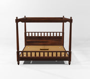 Wooden King Size Poster Bed without Storage for Bedroom & Home (Walnut Finish)