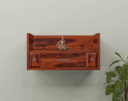 Wooden Wall Mounted Temple with Drawer for Home & Temple Space