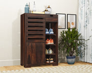 Solid Wood Shoe Rack with Cabinet Storage for Living Room