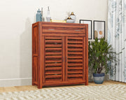 Solid Wood Shoe Rack with Drawer for Living Room Storage