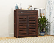 Solid Wood Shoe Rack with Drawer for Living Room Storage