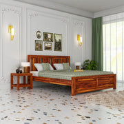 Solid Wood Queen Size Bed Without Storage for Bedroom