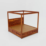 Solid Wood Poster Bed with Storage for Bedroom