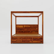 Solid Wood Poster Bed with Storage for Bedroom