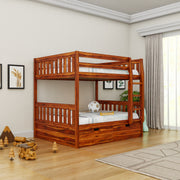 Wooden Bunk Bed with Storage for Kids Bedroom