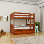 Wooden Bunk Bed with Storage for Kids Bedroom