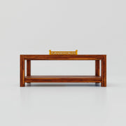 Solid Wood Coffee Table With Glass for Living Room in Natural Finish