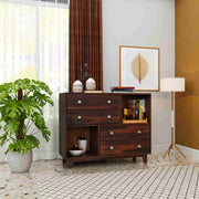 Wooden Chest of Drawers for Living Room in Natural and Walnut Finish