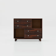 Wooden Chest of Drawers for Living Room in Natural and Walnut Finish