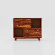 Wooden Chest of Drawers for Living Room in Natural and Walnut Finish