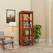 Solid Wood Open Bookshelf Furniture for Living Room in Natural Finish