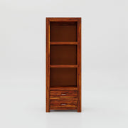 Wooden Bookshelf with Drawers for Living Room in Natural Finish