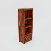 Wooden Bookshelf with Drawers for Living Room in Natural Finish