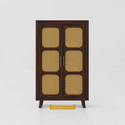Mango Wood Wardrobe with Cabinet Storage for Bedroom