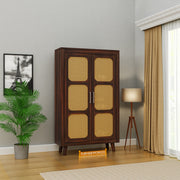 Mango Wood Wardrobe with Cabinet Storage for Bedroom
