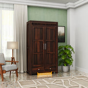 Solid Wood Wardrobe for Clothes in Honey Finish