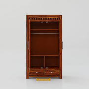 Solid Wood Wardrobe for Clothes in Honey Finish