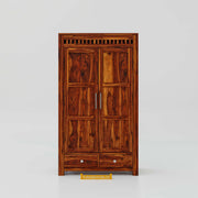 Solid Wood Wardrobe for Clothes in Honey Finish