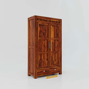 Solid Wood Wardrobe for Clothes in Honey Finish