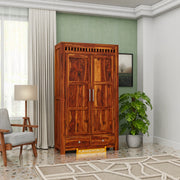 Solid Wood Wardrobe for Clothes in Honey Finish