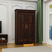 Solid Sheesham Wood Wardrobe with Drawers Storage for Bedroom