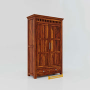 Solid Sheesham Wood Wardrobe with Drawers Storage for Bedroom