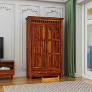 Solid Sheesham Wood Wardrobe with Drawers Storage for Bedroom