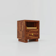 Wooden Bedside Table for Bedroom with Drawer in Teak Finish