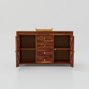 Solid Wood Sideboard Cabinet with Drawers for Bedroom in Honey Finish
