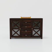 Solid Wood Sideboard Cabinet with Drawers for Bedroom in Honey Finish