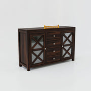 Solid Wood Sideboard Cabinet with Drawers for Bedroom in Honey Finish