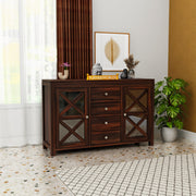 Solid Wood Sideboard Cabinet with Drawers for Bedroom in Honey Finish