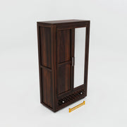 Solid Sheesham Wood Wardrobe with Mirror for Bedroom in Honey Finish