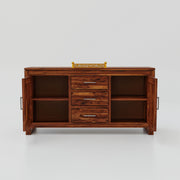 Solid Wood Sideboard Cabinet with Drawers for Bedroom in Honey Finish
