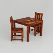 Solid Wood 2 Seater Dining Table Set In Honey Finish