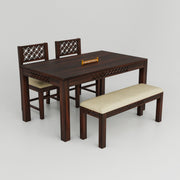 Solid Wood  Dining Table 4 Seater with Chairs & Bench for Home